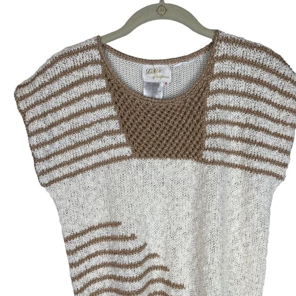 Vintage 80s cream gold metallic abstract print sleeveless sweater size medium - Picture 2 of 6